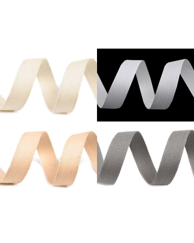 Bandă din bumbac Herringbone, lățime 16 mm - 50 m | Mimib