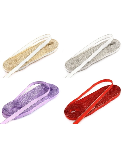 Panglică din tafta cu lurex, lățime 6 mm - 10 m | Mimib