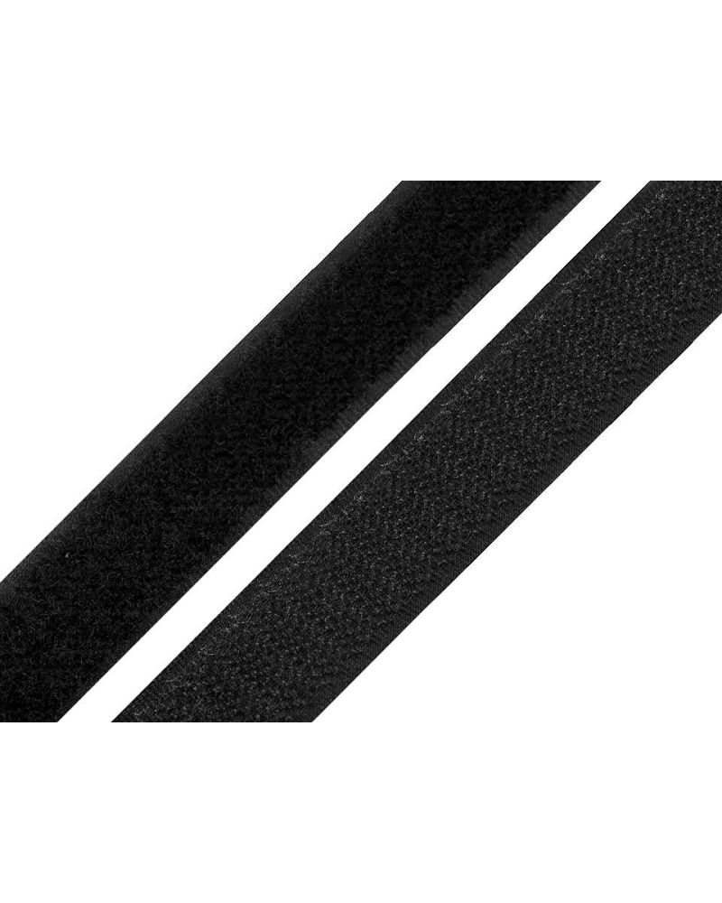 Bandă arici, complet (puf + scai), negru, 20 mm - 25 m | Mimib