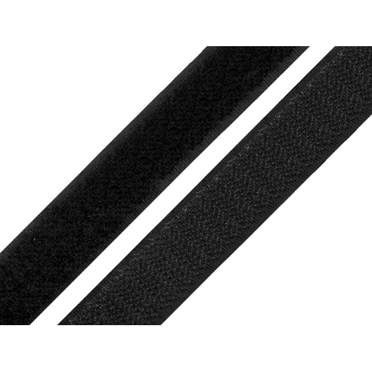 Bandă arici, complet (puf + scai), negru, 20 mm - 25 m | Mimib