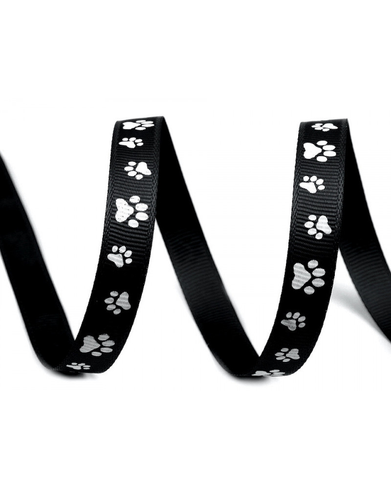 Panglică ripsată / Chingă, imprimeu lăbuțe, lățime 10 mm | Mimib Panglică ripsată / Chingă, imprimeu lăbuțe, lățime 10 mm | Mimib