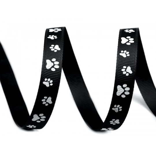 Panglică ripsată / Chingă, imprimeu lăbuțe, lățime 10 mm | Mimib Panglică ripsată / Chingă, imprimeu lăbuțe, lățime 10 mm | Mimib