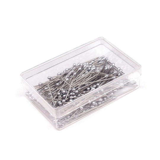 Bolduri cu cap din plastic, argintii, lungime 25 mm - 1 cutie | Mimib