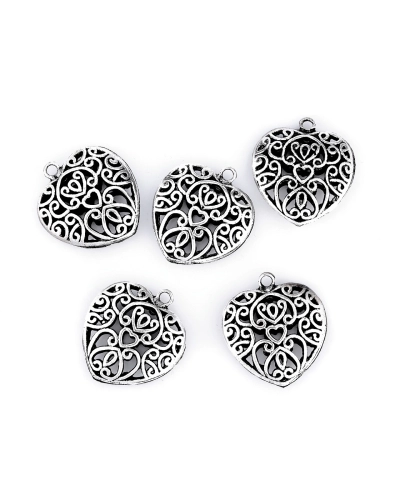 Pandantiv inimioară filigran, 30x30 mm - 1 buc. | Mimib