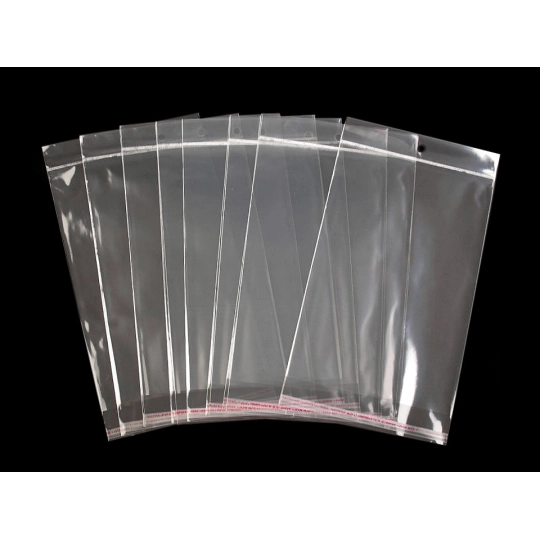 PP vrecko s lepiacou lištou a závesom 17x25,5 - 26 cm - 100 ks | Mimib