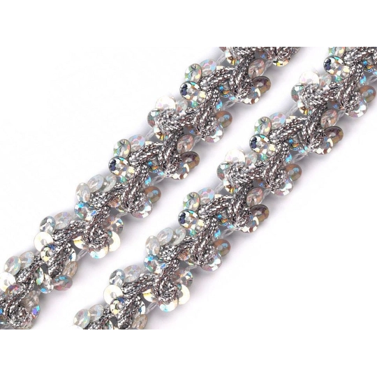 Bandă decorativă cu paiete, lățime 15 mm - 1 m | Mimib