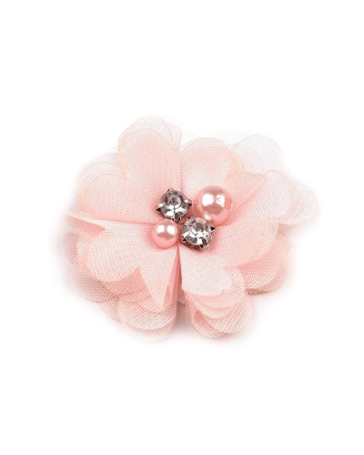 Flori textile cu perle și strasuri,5 cm - 10 buc. | Mimib