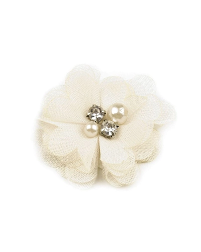 Flori textile cu perle și strasuri,5 cm - 10 buc. | Mimib