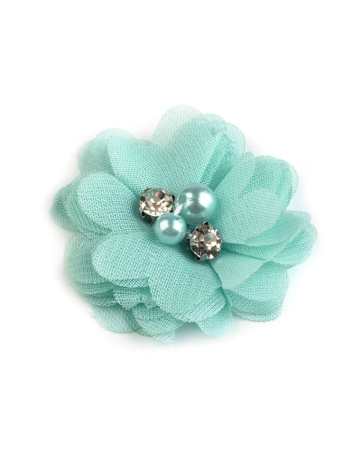 Flori textile cu perle și strasuri,5 cm - 10 buc. | Mimib