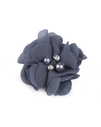 Flori textile cu perle și strasuri,5 cm - 10 buc. | Mimib