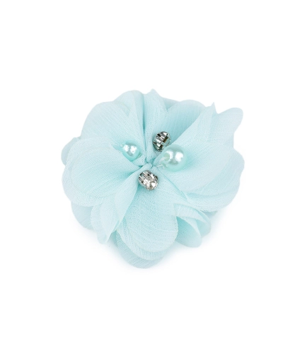 Flori textile cu perle și strasuri,5 cm - 10 buc. | Mimib