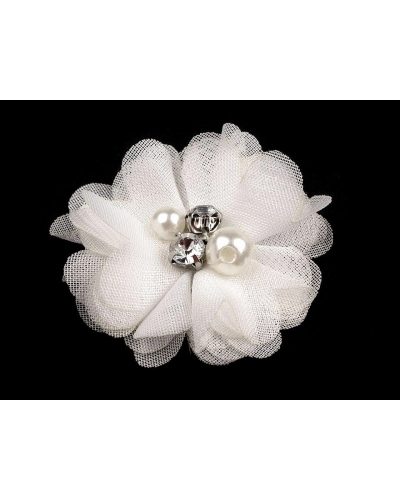 Flori textile cu perle și strasuri,5 cm - 10 buc. | Mimib