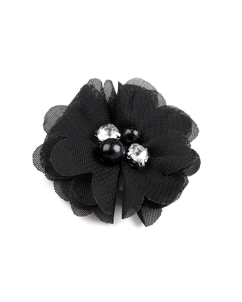 Flori textile cu perle și strasuri,5 cm - 10 buc. | Mimib