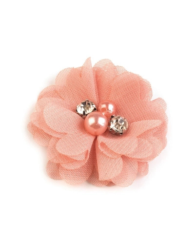 Flori textile cu perle și strasuri,5 cm - 10 buc. | Mimib