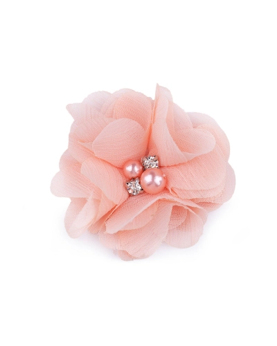 Flori textile cu perle și strasuri,5 cm - 10 buc. | Mimib
