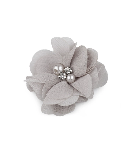 Flori textile cu perle și strasuri,5 cm - 10 buc. | Mimib