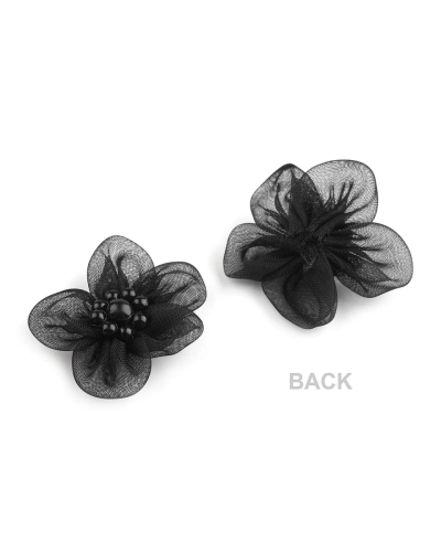 Flori din organza cu perle, Ø3-3,5 cm - 10 buc. | Mimib