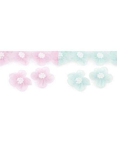 Flori din organza cu perle, Ø3-3,5 cm - 10 buc. | Mimib