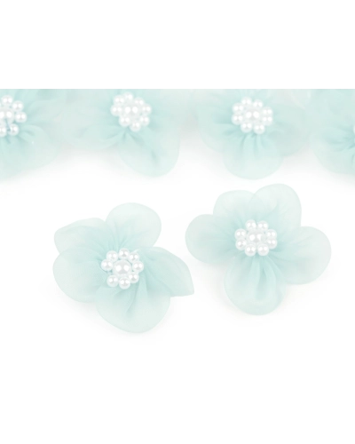 Flori din organza cu perle, Ø3-3,5 cm - 10 buc. | Mimib
