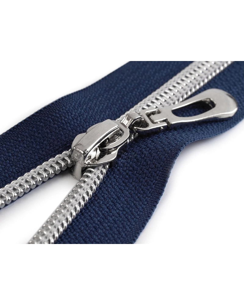 Fermoar spiralat argintiu, No 7 lungime 50 cm - 1 buc. | Mimib