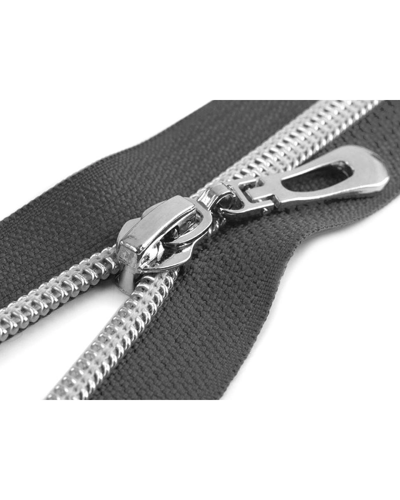 Fermoar spiralat argintiu, No 7 lungime 80 cm - 1 buc. | Mimib