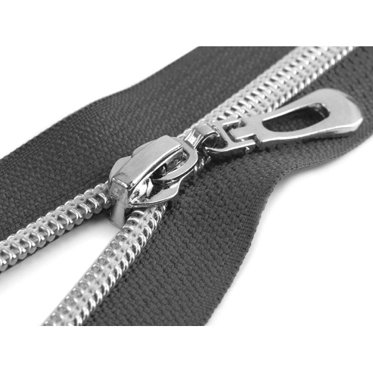 Fermoar spiralat argintiu, No 7 lungime 80 cm - 1 buc. | Mimib