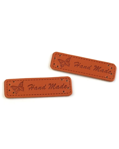 Eticheta piele Hand made, 15x50 mm - 5 buc. | Mimib