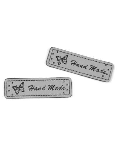 Eticheta piele Hand made, 15x50 mm - 5 buc. | Mimib
