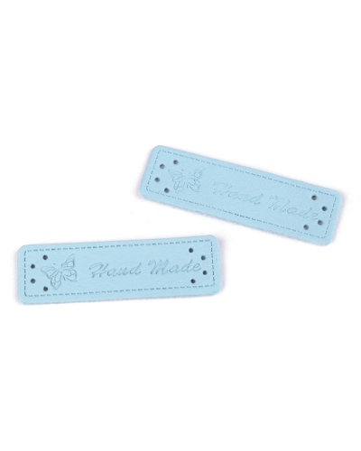 Eticheta piele Hand made, 15x50 mm - 5 buc. | Mimib