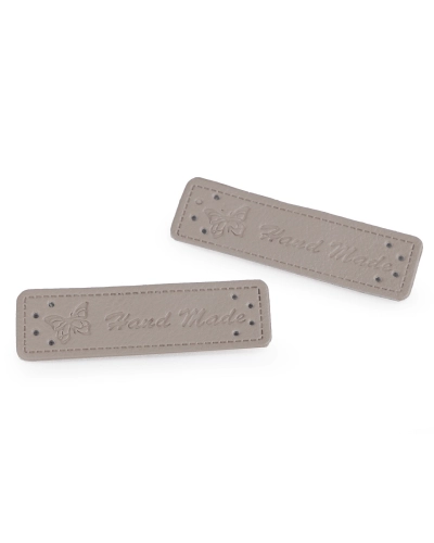 Eticheta piele Hand made, 15x50 mm - 5 buc. | Mimib
