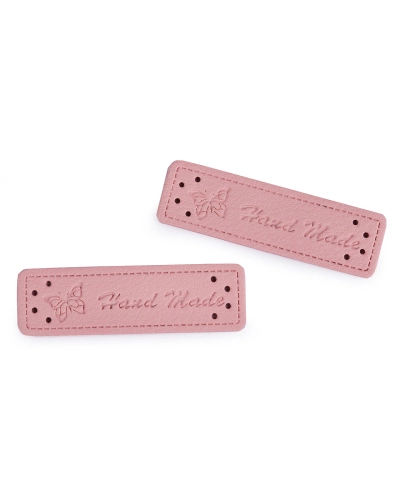 Eticheta piele Hand made, 15x50 mm - 5 buc. | Mimib