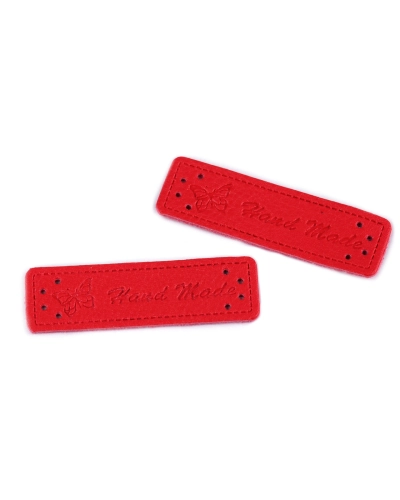 Eticheta piele Hand made, 15x50 mm - 5 buc. | Mimib