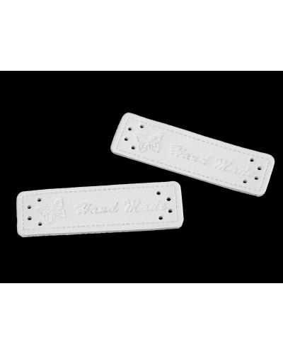 Eticheta piele Hand made, 15x50 mm - 5 buc. | Mimib