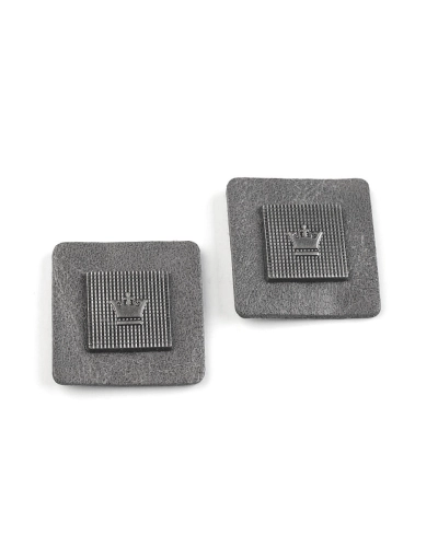 Emblemă piele și metal, 30x30 mm - 2 buc. | Mimib