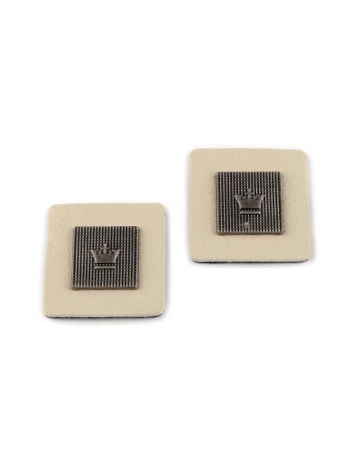 Emblemă piele și metal, 30x30 mm - 2 buc. | Mimib