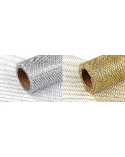 Panglică plasă lurex, lățime 15 cm - 4.5 m | Mimib