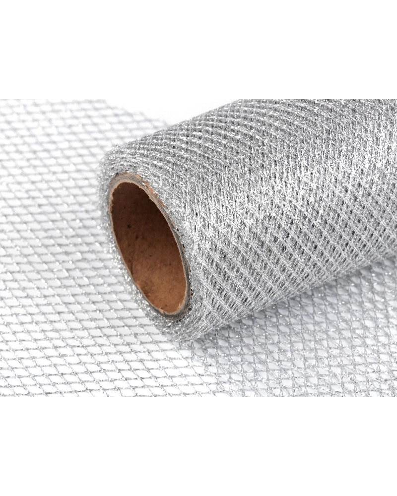 Panglică plasă lurex, lățime 15 cm - 4.5 m | Mimib