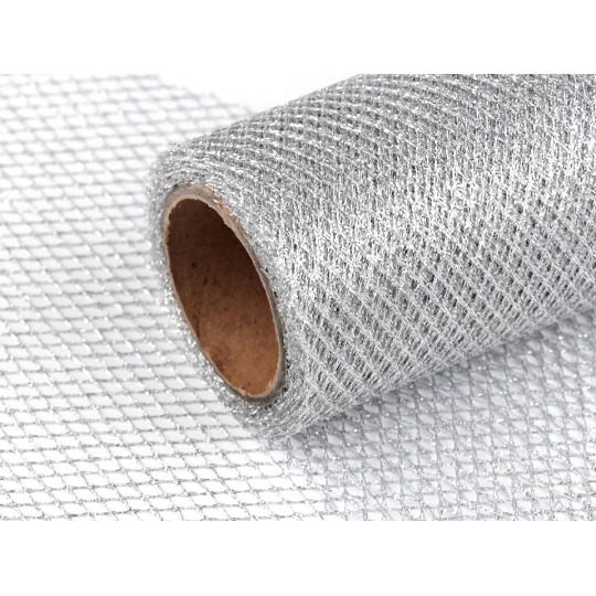 Panglică plasă lurex, lățime 15 cm - 4.5 m | Mimib
