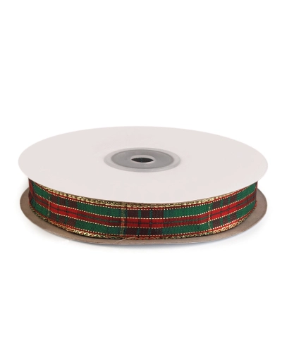 Panglică în carouri cu lurex, lățime 15 mm - 22.5 m