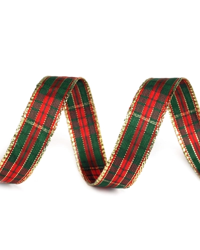 Panglică în carouri cu lurex, lățime 15 mm - 22.5 m | Mimib