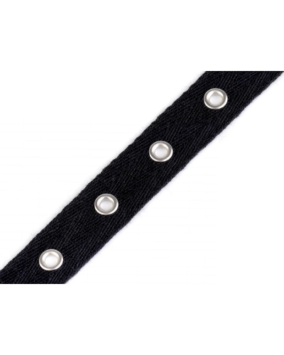 Bandă bumbac cu ocheți metalici, lățime 20 mm - 1 m | Mimib