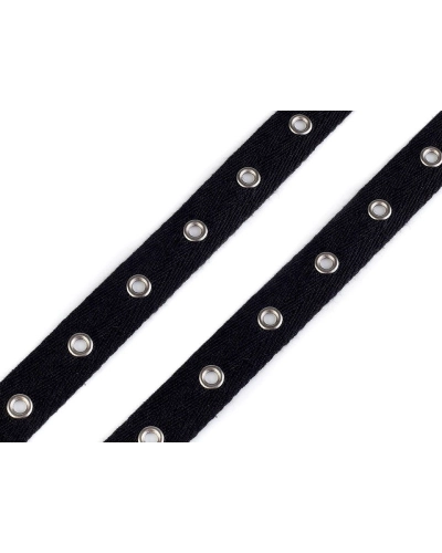 Bandă bumbac cu ocheți metalici, lățime 20 mm - 1 m | Mimib