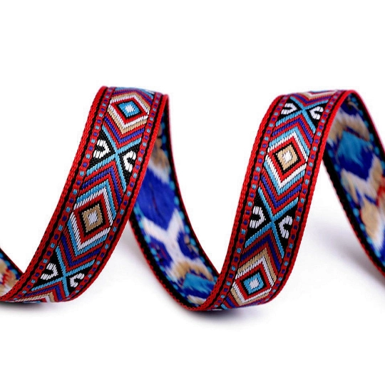 Panglică țesută, motiv indian, lățime 16 mm - 1 m | Mimib