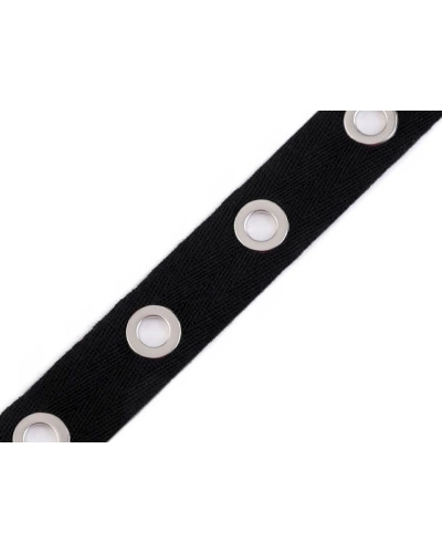 Bandă bumbac cu ocheți metalici, lățime 24 mm - 9 m | Mimib