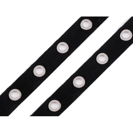 Bandă bumbac cu ocheți metalici, lățime 24 mm - 9 m | Mimib