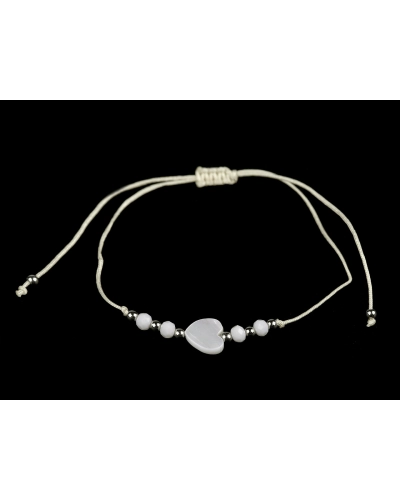 Náramok shamballa perleťové srdce - 1 ks