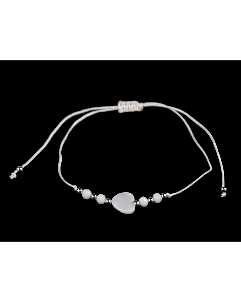 Náramok shamballa perleťové srdce - 1 ks | Mimib