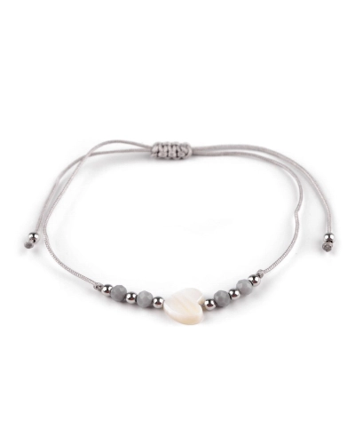 Náramok shamballa perleťové srdce - 1 ks | Mimib