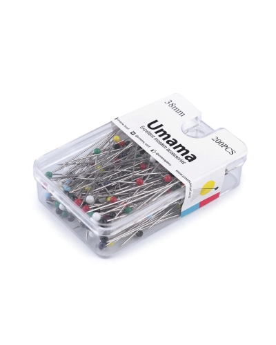 Bolduri cu cap din sticlă, lungime 38 mm - 1 cutie | Mimib