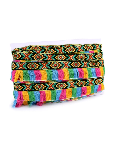 Bandă cu franjuri, motiv indian, lățime 50 mm - 1 m | Mimib